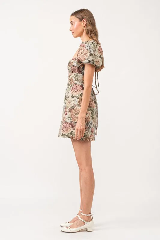 Sophia Jacquard Tie Back Dress