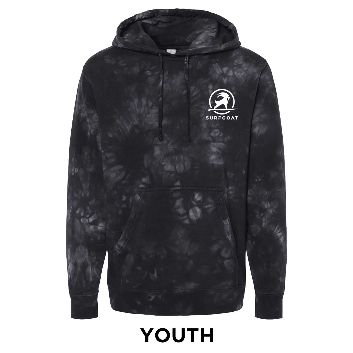 SURFGOAT "Dressed Up" LUXE Premium Pullover Hoodie - YOUTH (Black Tie Dye)