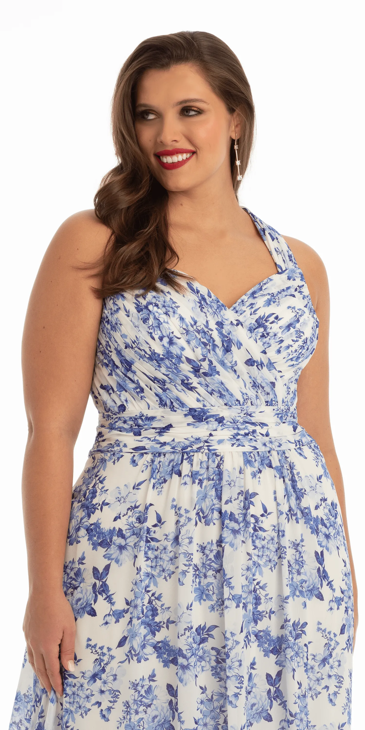 Sweetheart Floral A Line Dress with X Back