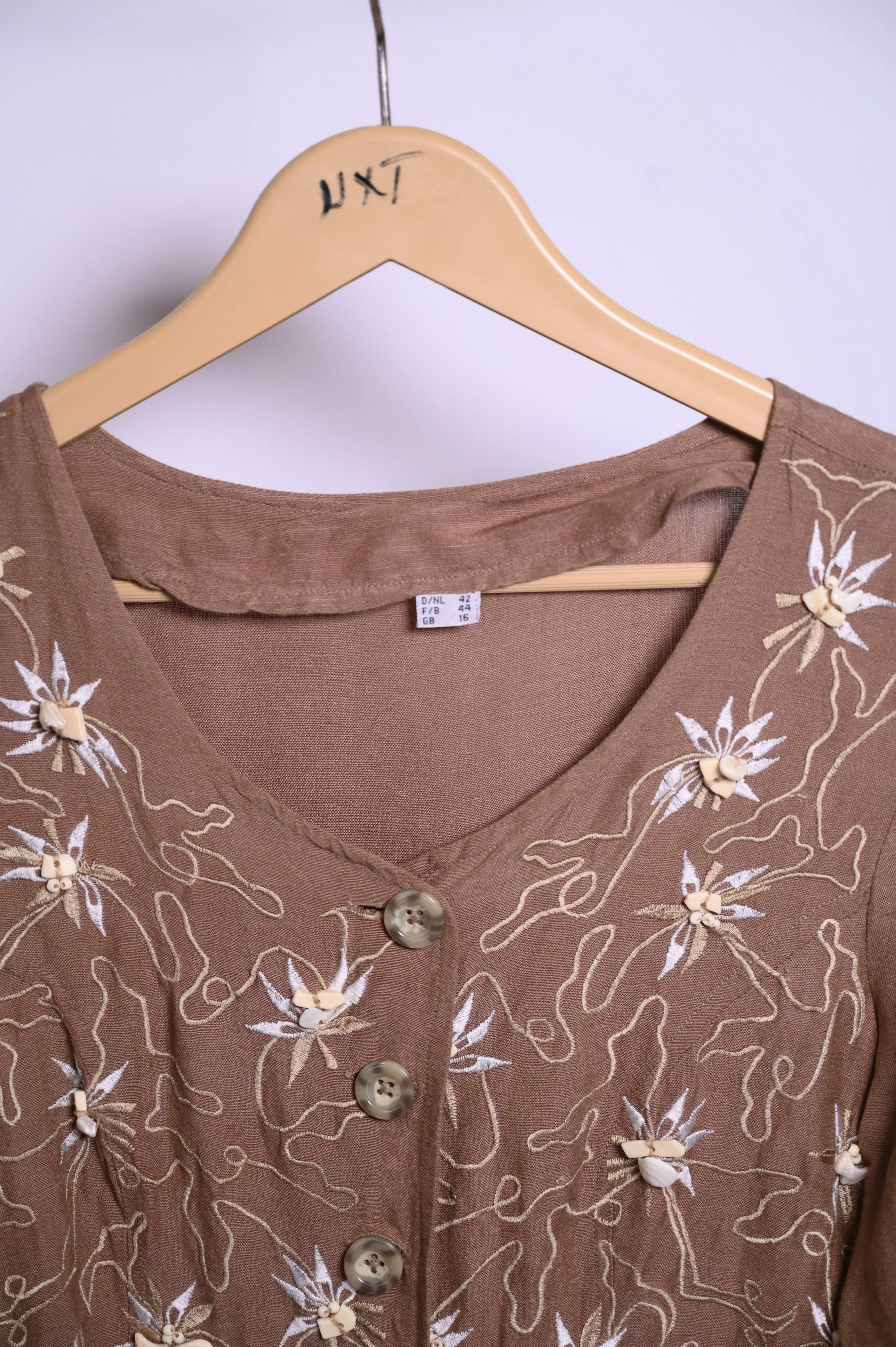 Thriftyfy Brown and Golden Flower Dress