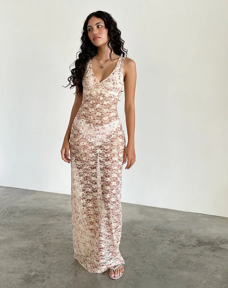 Valtheni Maxi Dress in Chic Petal Pink Lace