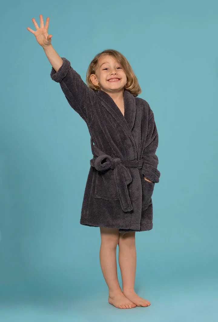 Velvety Soft Fleece Gray Robes for Boys