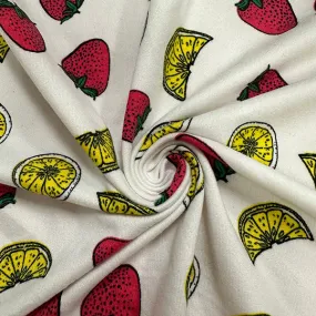 White Fruit Print Double Brushed Jersey Knit Fabric