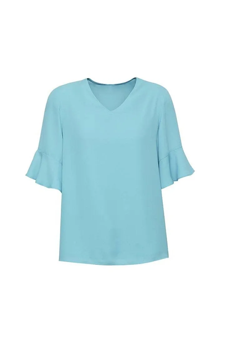 Womens Aria Fluted Sleeve Blouse