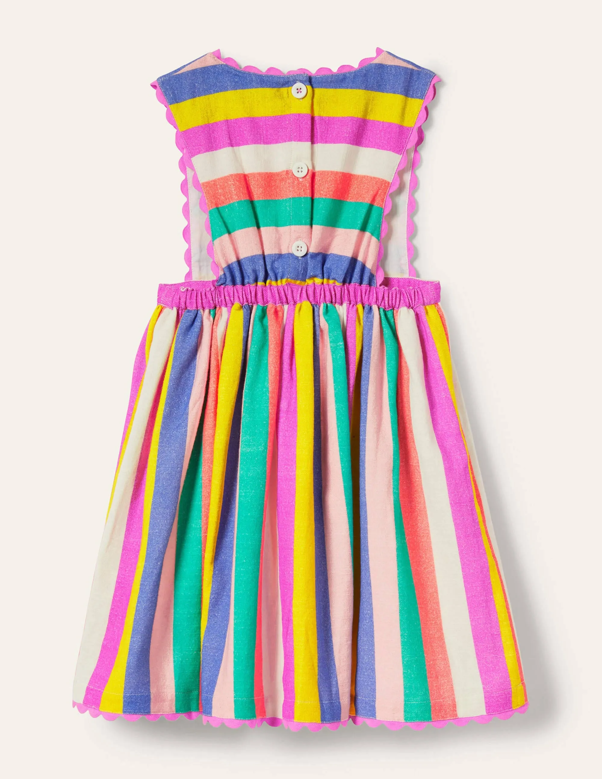 Woven Pinafore Dress-Multi Stripe